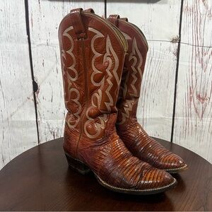 TONY LAMA EXOTIC Croc/Lizard vintage Men's Brown Western Leather Cowboy Boots 9D